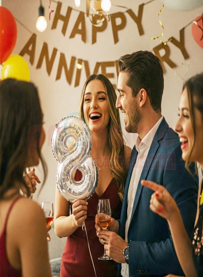 Propsicle 16 inch Birthday Foil 8 Number Helium Balloon Party Decoration Silver Pack of 1 | 8 Year No. Balloons Birthday/Anniversary | Eight Number - Image 5